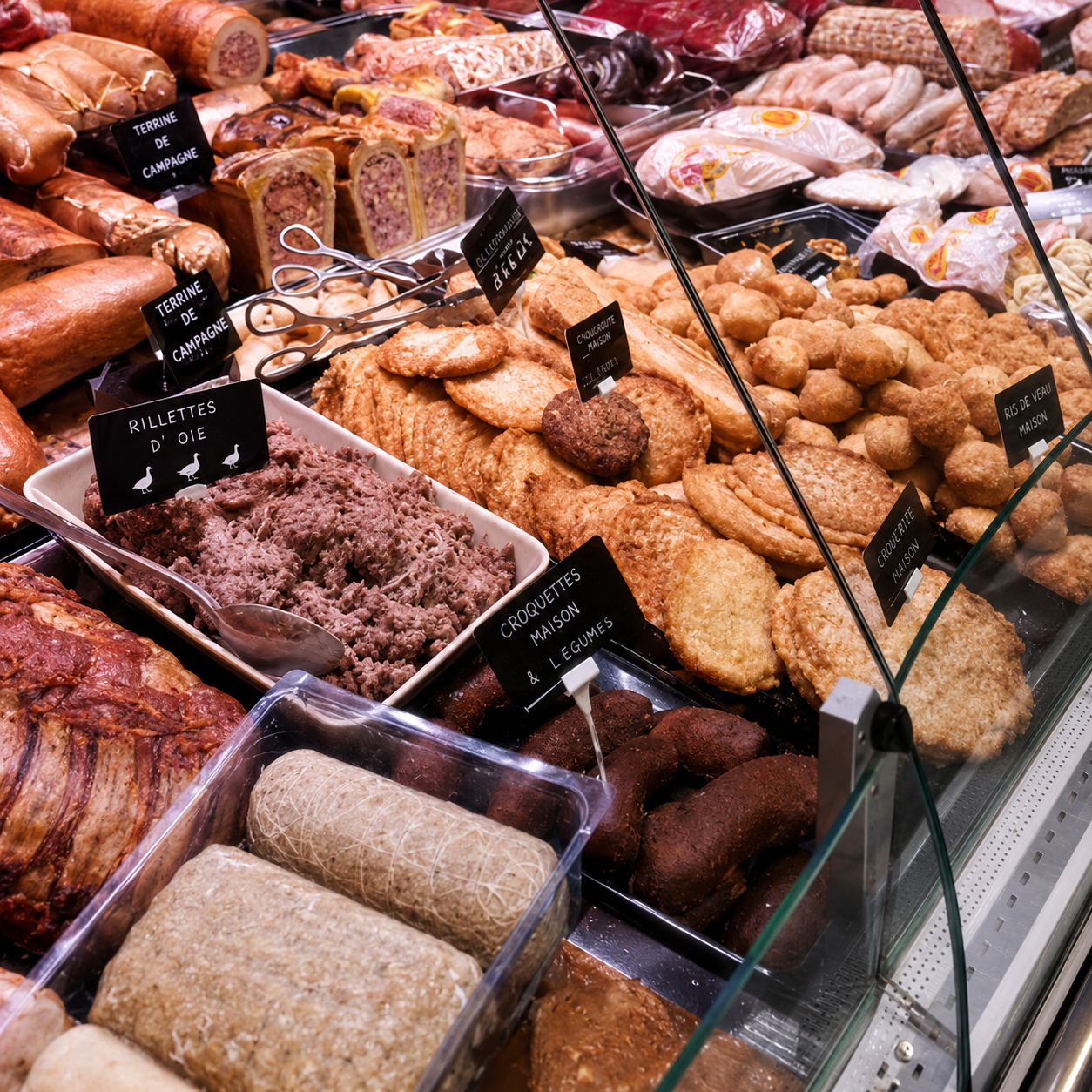 Charcuteries en vitrine